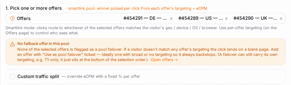 Two or more offers make a smartlink.